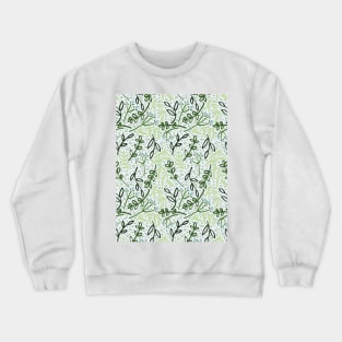 Botanicals and Dots - Hand Drawn Design -Light Green, Dark Green, and Ice Blue Crewneck Sweatshirt